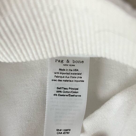 NWT- Rag & Bone Women's White Cropped Pants - Picture 10 of 10